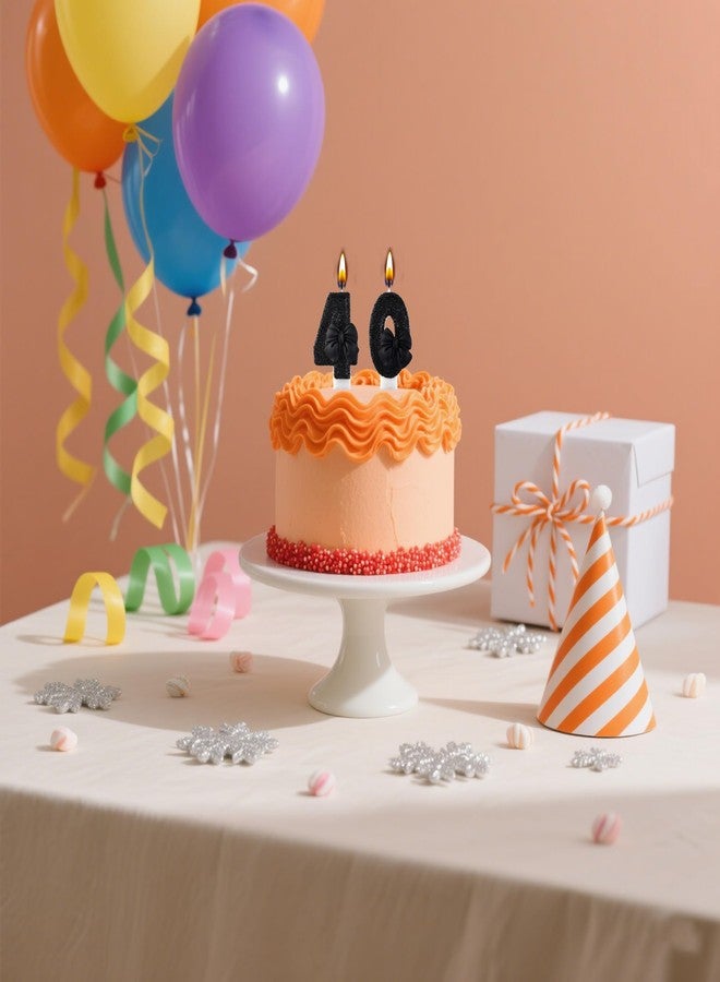 AOOLADA 40 Birthday Candle, 40th Cake Candles, Number 40 Birthday Candles for Cake Topper Decoration, Black - Image 2